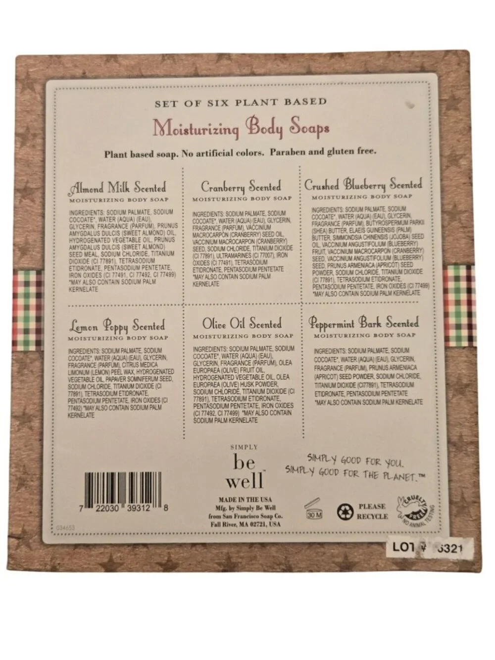 Simply Be Well‎ Plant Based Moisturizing Body Soaps Set Of 6
